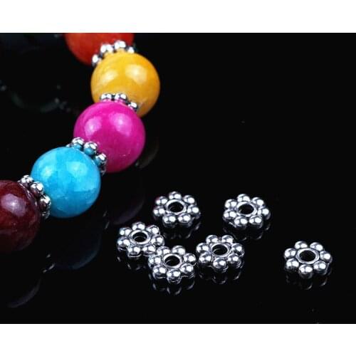 5mm Zinc Alloy Daisy Flower Spacer Beads Metal Tibetan Silver Beads For Necklace Bracelet Jewelry Accessories 500pcs/lot