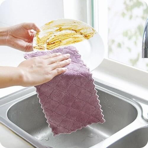 5pcs Micro Fiber Cleaning Cloth Double-layer Absorbent Kitchen Dish Cloth Non-stick Oil Cleaning Wiping Towel Home Cleaning Tool