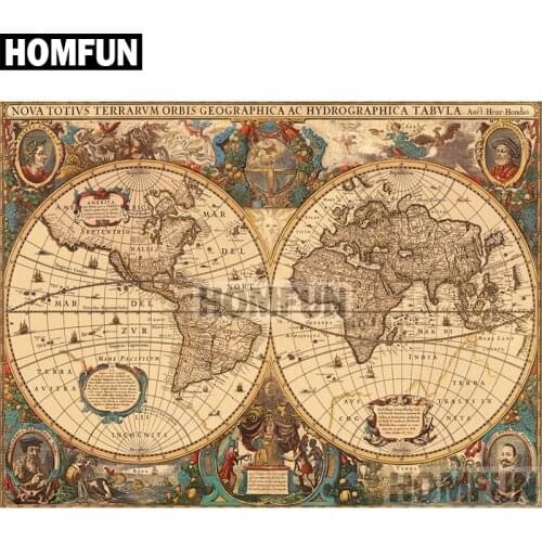 HOMFUN Full Square/Round Drill 5D DIY Diamond Painting "Ancient map" Embroidery Cross Stitch 5D Home Decor Gift A02055