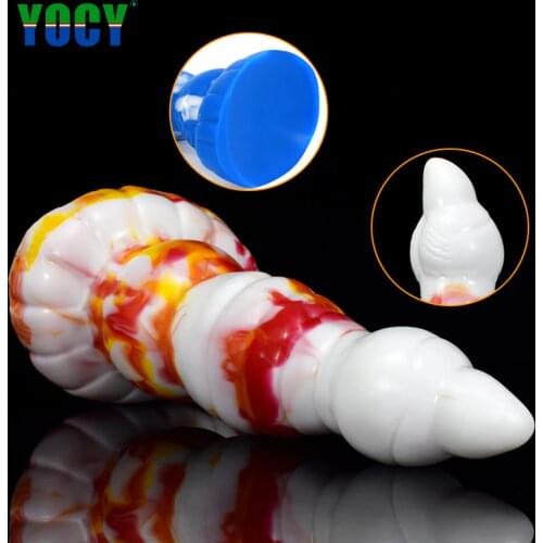 YOCY Huge Anal Plug Dildo Silicone Soft Colorful Sex Beast Fantasydildo Sex Toys For Women Erotic Butt Massage Orgasm Beads