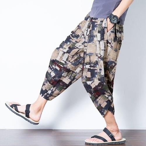 Chinese Style Calf-Length Cotton Linen Pants Men Trousers Hip Hop Jogger Pants Men Sweatpants Streetwear Men Pants 2019