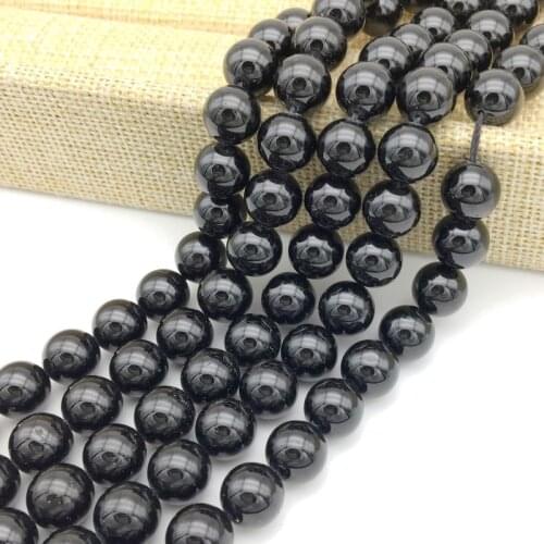 Natural Black Tourmaline Stone Beads Spacer Smooth Round 6 MM 8 MM 10 MM For DIY Making Jewelry Not Glass No Dyed Good Quality