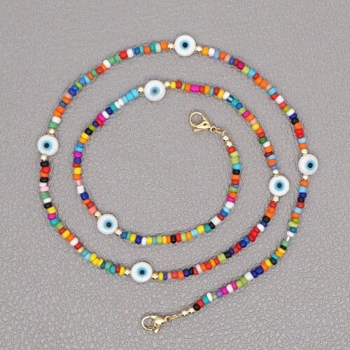 Go2Boho Mask Chain Women Jewelry Turkish Evil Eye Necklace Trendy Bohemian Beads Necklaces Sunglasses Chains For Mask Holder