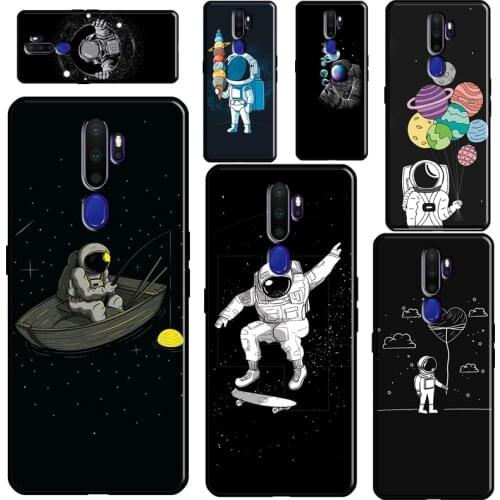 Space Starry Sky Moon astronaut Case For OPPO A15 A83 A91 A93 A52 A72 A31 A53 A5 A9 2020 A1K A3S A5S F5 F7 Find X2 X3 Pro