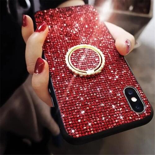 Bracket Diamond glitter Case For Samsung Galaxy A41 A31 A81 A91 A01 A11 A21 Cover A21S M60S M80S NOTE 20 10 LITE S10 LITE
