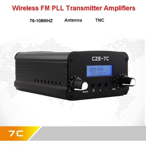 CZE-7C PLL FM Transmitter Radio Broadcast Station 1W/7W Stereo Frequency 76-108Mhz Pro Campus Amplifiers LCD Backlight