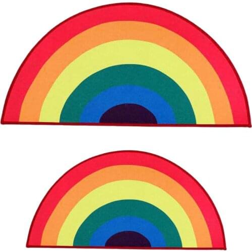 Household Rainbow Area Rug Colorful Floor Mat Doormat Decorative Carpet Decor 77HD