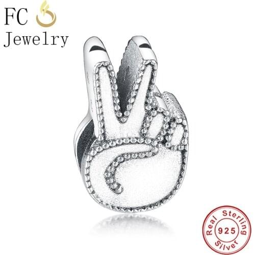 FC Jewelry Fit Original Brand Charm Bracelet Real 925 Sterling Silver Mickey Hand Finger Beads For Making Berloque Kralen 2019