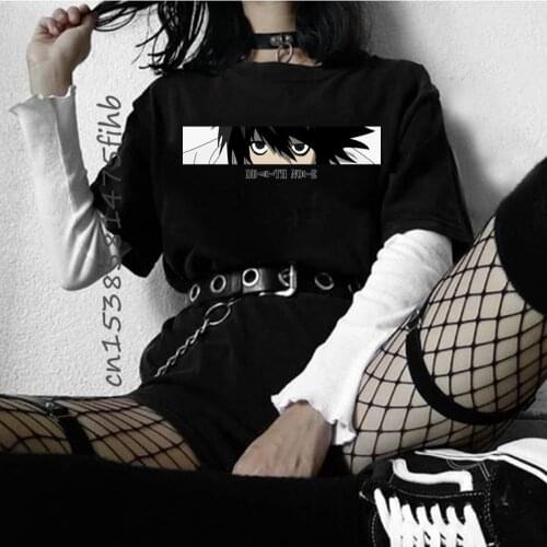 Death Note Eyes Cartoon T Shirt Woman Anime T-Shirt Graphic Tshirt Hip Hop Top Tees Female