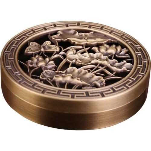 Pure copper incense coil incense burner Indoor sandalwood stove Home decoration Enshrine Buddha Flat bottom incense burner