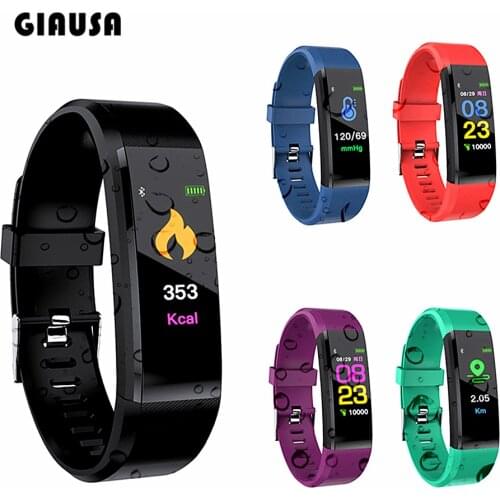 Hot 115 Plus Smart Wristband Blood Pressure Watch Fitness Tracker Heart Rate Monitor Band Smart Activity Tracker Bracelet