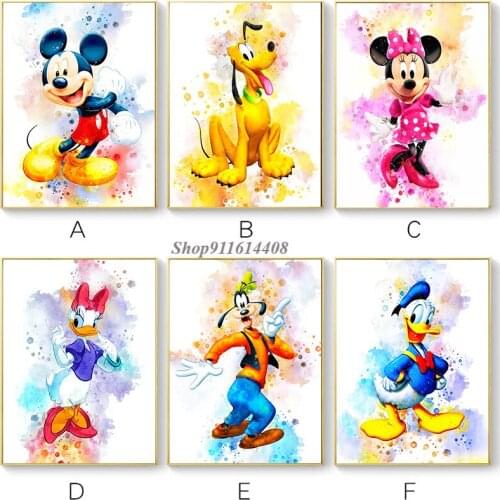 Canvas Painting Disney Mickey Mouse and Donald Duck Cartoon Posters and Prints Wall Art Picture for Kids Living Room Home Decor