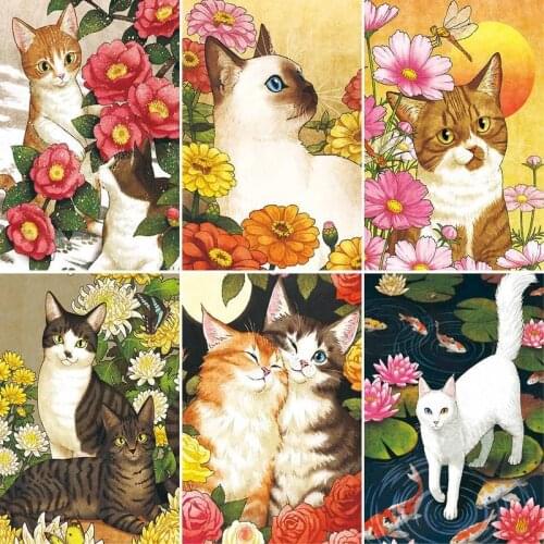 GATYZTORY Painting By Numbers Flower Cat Scenery DIY Framed Oil Paints By Number Kits For Adults Digital Painting Craft Home Art