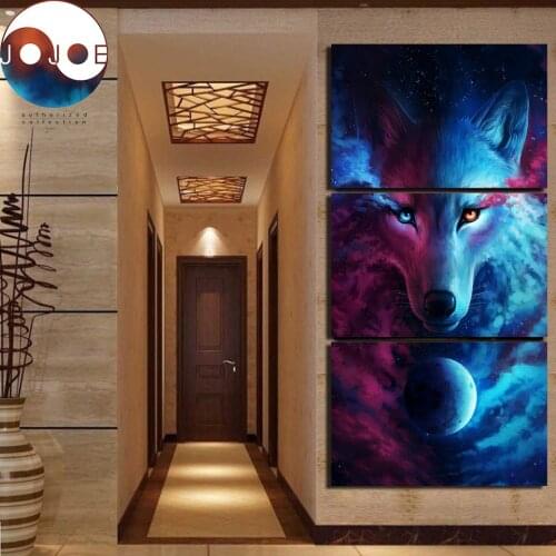 Where Light And Dark Meet by JoJoes HD print 3 piece canvas art Wolf Eye Posters Wall Art Picture Home Decoration CU-2896D