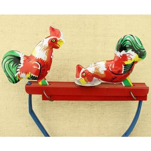 Rooster peck rice toy Classic Nostalgic Toys Retro Chain Wind-up Iron Rooster Peck Rice Unisex Animal Model Educational Student