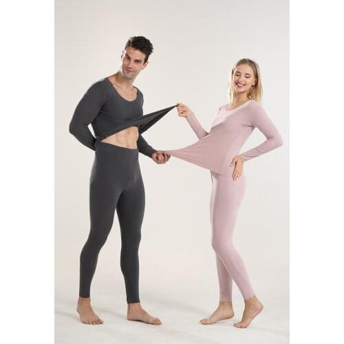 Sets Fleece Keep Warm O-Neck Cotton Sweater Autumn Suit New Thermal Underwear For Men Women Long Johns