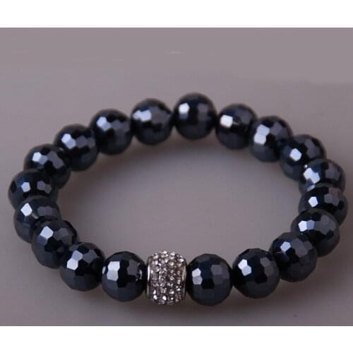 Micro Zircon Pave Ball 10mm Shiny Crystal Stone bracelets For Women gift Jewelry Stretch Bracelet