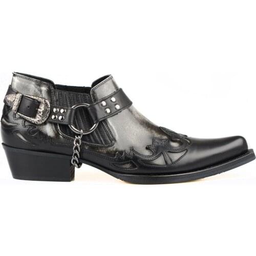 FootCourt- Black White Cowboy Boots For Men Vintage Pointed Toe Texas Boots Western Boots Genuine Leather Best Handcraft Vintage