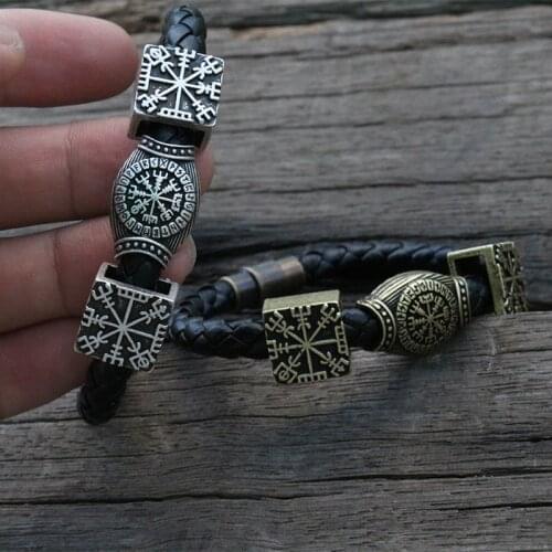10pcs viking men bracelet norse Vegvisir symbol Bangle Pagan Norse jewelry Viking Rune Leather bracelet Wristband