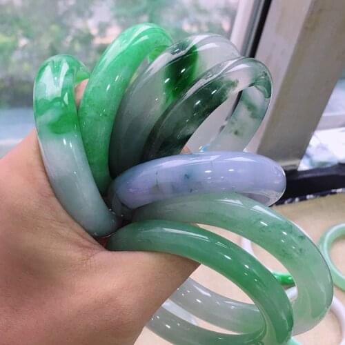 Natural Burmese Jadeite Bracelet with 55-56mm High-grade Flower Bracelet 55--61mm