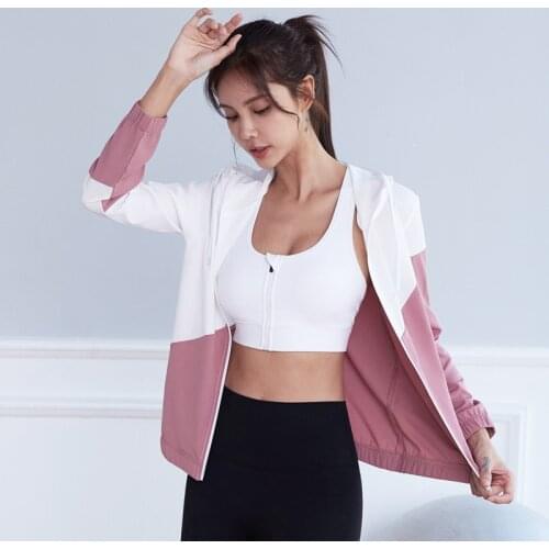 New Women Sports Jacket Fitness Running Hoodies Zipper Gym Yoga Outwear Workout Training Cycling Sportswear Top Thin Windbreaker