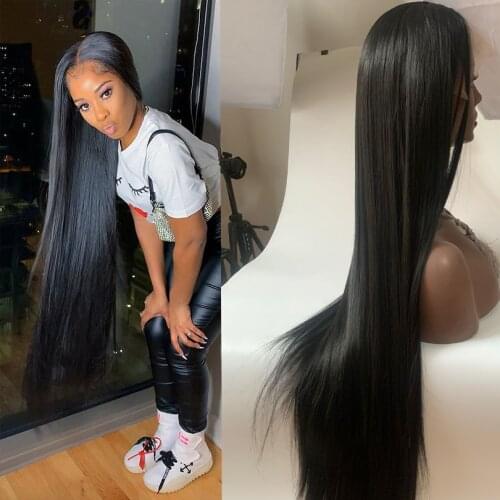 Synthetic Lace front Wigs For Black Women Natural Black Straight Lace Wig Synthetic 26Inch Long Smooth Wigs Cosplay Daily Use