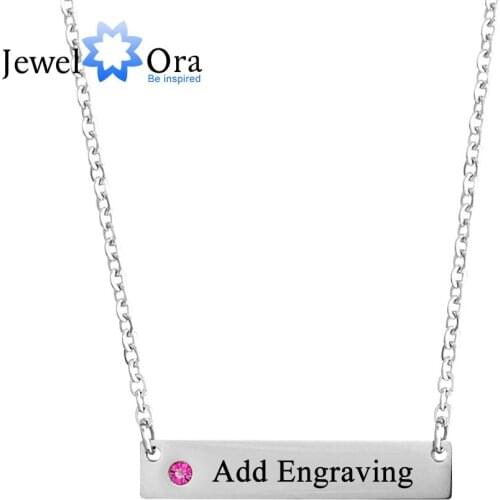 Personalized Name Bar Necklaces for Women Customized Birthstone Nameplate Necklaces & Pendants Birthday Gift (JewelOra NE101787)