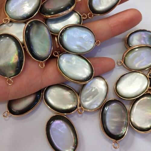 1Pcs Oval Black Shell Pendant Charms For Jewelry Making DIY Necklace Bracelet Anklet Furniture Accessories
