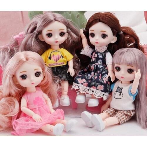 Moveable 14 Joints 1/12 Baby Doll 17cm 3D Eyes Fashion Toy Girls Gift
