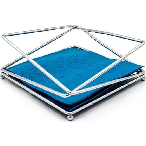 Premium Silver Stainless 18x18cm Filled Iron Napkin Holder Restaurant Hotel Table Storage Kitchen Accessories Home Decor