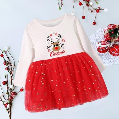 My First Christmas Toddler Infant Girl Christmas Dress Merry Christmas Kid Girls Dresses for Girl New Year Xmas Outfits Clothes