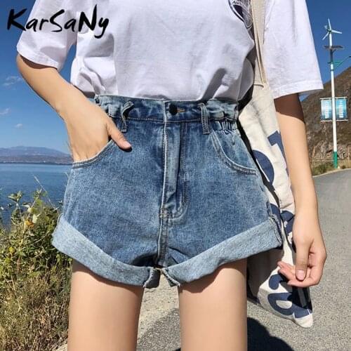 KarSaNy Summer Denim Shorts For Women White Wid Leg Loose Short Jeans 2021 Summer Womens Jeans High Waist Black Shorts Women