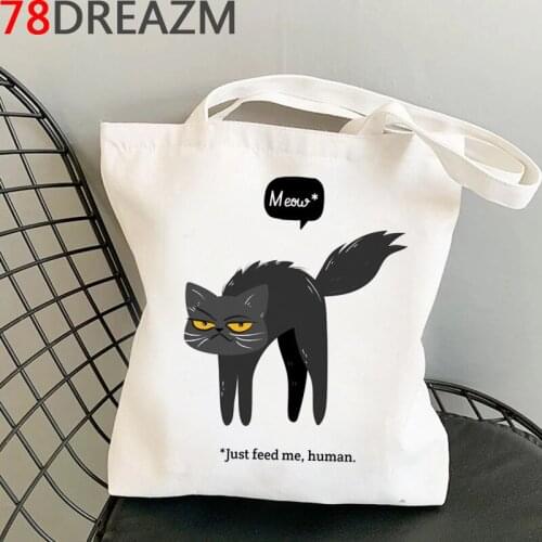 Cat shopping bag shopper shopping tote bolsas de tela bolso handbag bag fabric cloth woven sac toile