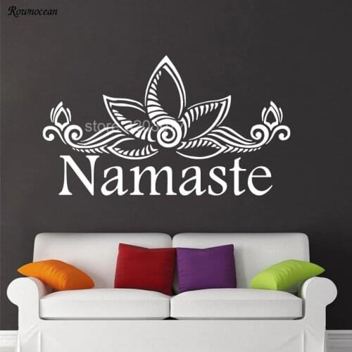 Namaste Wall Decal Vinyl Sticker Lotus Pattern Flower Yoga Mandala Home Decor For Living Room Bedroom Custom Color Mural Z149