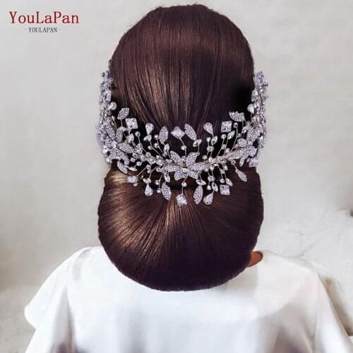 YouLaPan HP384 Vintage Wedding Headdress Rhinestone Wedding Headpieces Alloy Flower Bridal Headband Handmade Crystal Jewelry