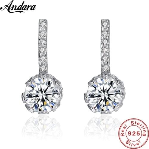 New Arrival 925 Sterling Silver Simple Fashion AAAAA Zircon Round Stud Earrings for Women Girl Trendy Jewelry