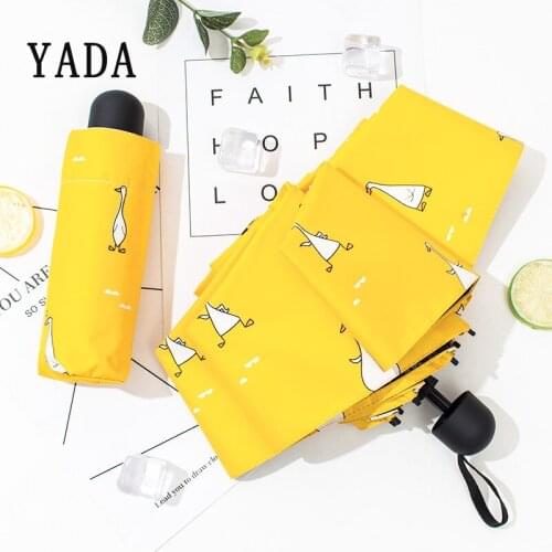YADA INS Retro Simple Cartoon Yellow Duck Mini Umbrella Rain uv Five Folding Clear Umbrellas For Womens Windproof Umbrella YS897