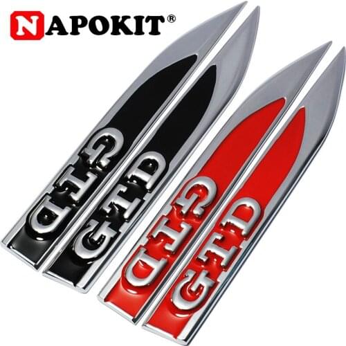1Pair 3D Metal GTD Car Wing Side Badge Fender Emblem Right & Left Side Car Sticker for GOLF MK7 MK4 MK5 MK6 Label Car-styling