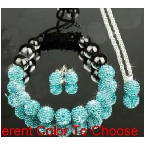 10mm 2pcs/lot mixed white multicolor disco Ball bead set Bracelets earrings silver plated chain necklace u5452