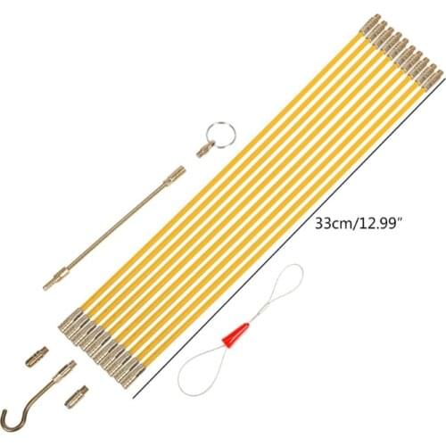 10Pcs/Set 13 Inches Fiberglass Cable Puller Running Wire Cable Set Electrical Pull Push Rods Fish Tape Kit 24TD