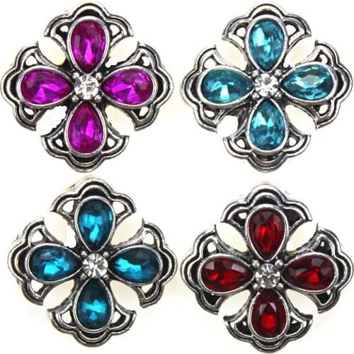 10pcs/lot Wholesale 18MM Snap Jewelry Crystal Rhinestone Metal Snap Buttons fit 18mm Snap Bracelet Bangle For Women Jewelry