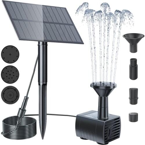 2021 Upgraded Solar Fountain Pond Pump Kit with Stake, Solar Powered Water Fountain Pump for Bird Bath, Garden, Backyard, Pool