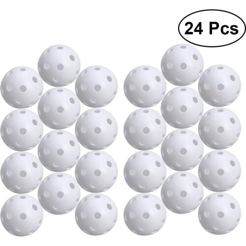 24pcs Perforated Plastic Play Balls Hollow Golf Practice Training Sports Balls (White)
