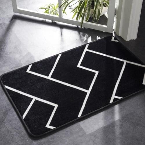 40 Bath Mat Black and White Classic Geometric Pattern Super Soft Absorbent Bathroom Door Mat Non-slip Bath Rug Carpet