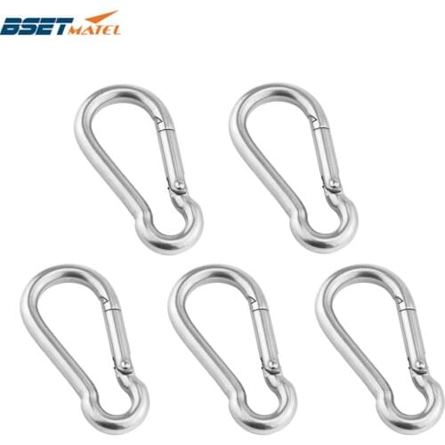 5PCS 5mm 6mm 8mm Multifunctional 304 Stainless Steel Spring Snap Carabiner Quick Link Ring Hook snap shackle Chain Fastener Hook