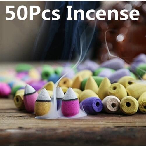 50Pcs Household Natural Reflux Tower Incense Tea Smoke Backflow Incense Or Gourd Burner Fragrant Reflux Aromatherapy Cones
