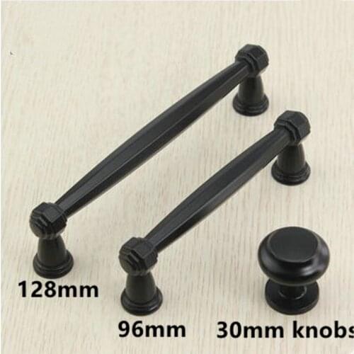 96mm 128mm modern simple solid black kitchen cabinet dresser wardrobe door handle black drawer tv cabinet cupboard knob pull 5"