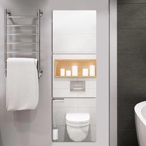 Acrylic Mirror Stickers 3 pcs Square Mirror Sticker Crystal Wall Paper DIY 3D Wall Decal Living Room Bathroom Modern Decoration