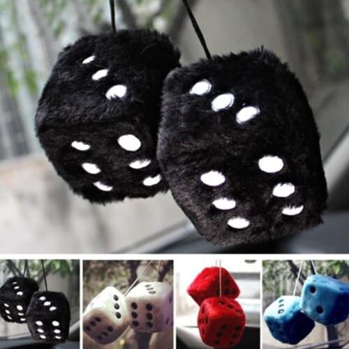 1PC Mirror View Accessories Vintage Zone Rear Fuzzy Car Hanging Dice Plush Toy Car Accessories Auto Interior Decoration
