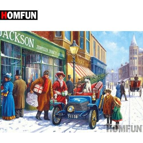 HOMFUN 5D DIY Diamond Painting Full Square/Round Drill "Town scenery" Embroidery Cross Stitch gift Home Decor Gift A08302